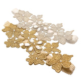 Product shot of the Daya metallic floral garter in gold and silver with Austrian crystals