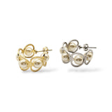 Oma Pearl Heart Huggie Earrings