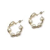 Oma Pearl Heart Huggie Earrings