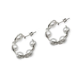 Oma Pearl Heart Huggie Earrings