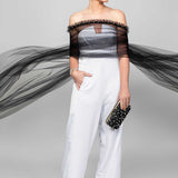 Ophelia Ruffle and Pearl Tulle Wrap