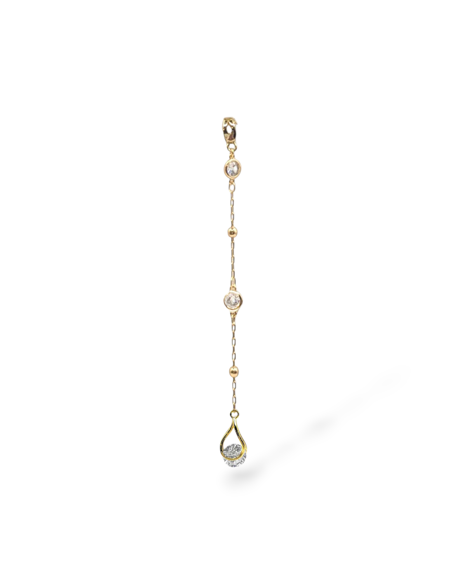 Gold charm with teardrop cubic zirconia crystal – Presley necklace interchangeable charm