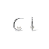 Prim Crystal Hoop with Floating Pearl Earrings