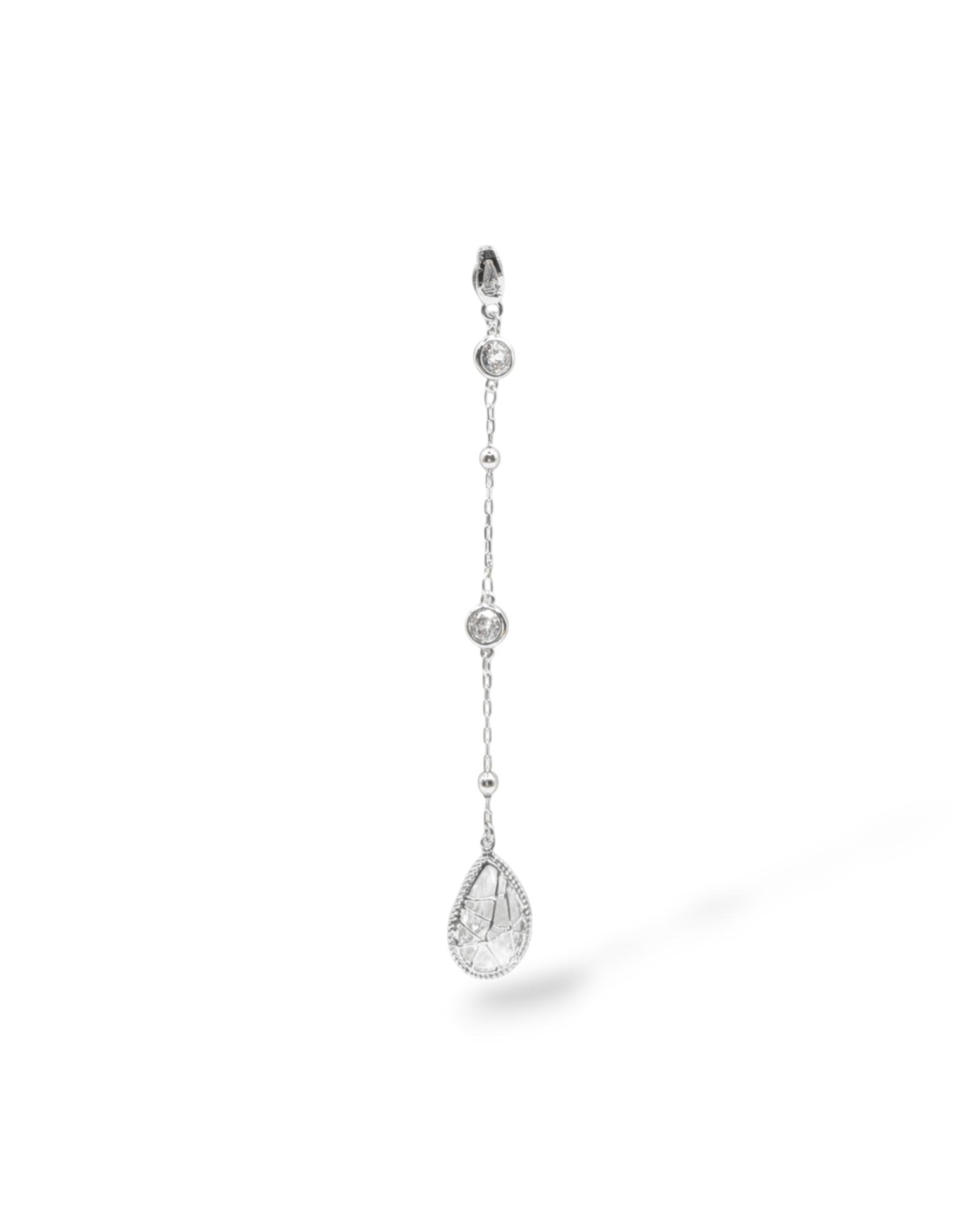 Silver charm with lacey teardrop crystal pendant – Reed necklace interchangeable charm
