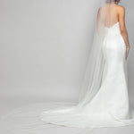Cathedral Wedding Veil with Austrian Pearl bows placed along the border