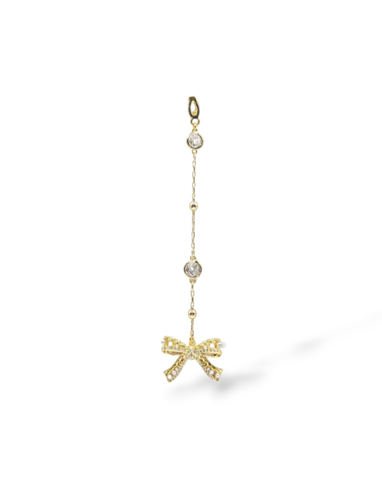 Gold charm with crystal and pearl pedant – Ryan necklace interchangeable charm