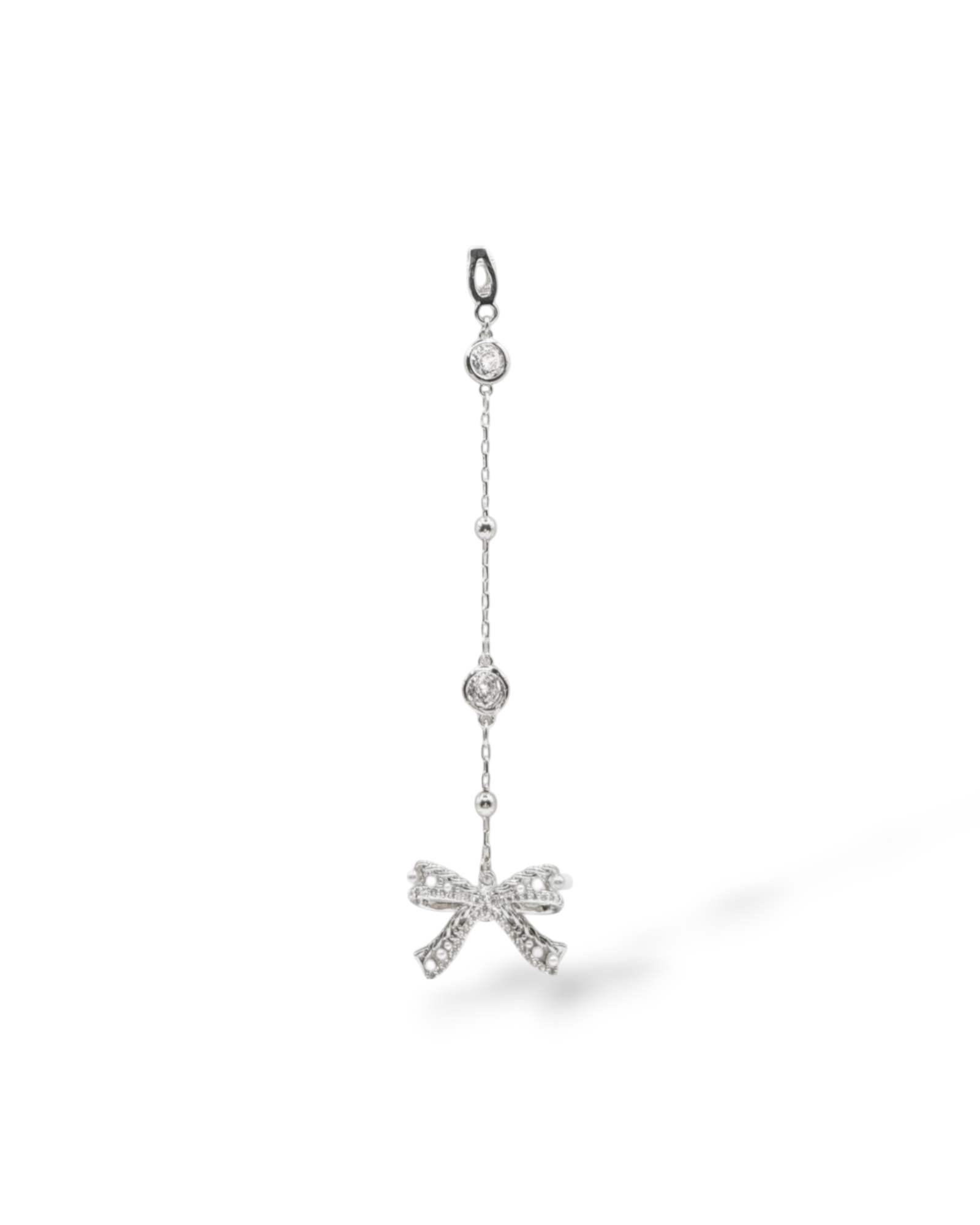 Silver charm with crystal and pearl pedant – Ryan necklace interchangeable charm.