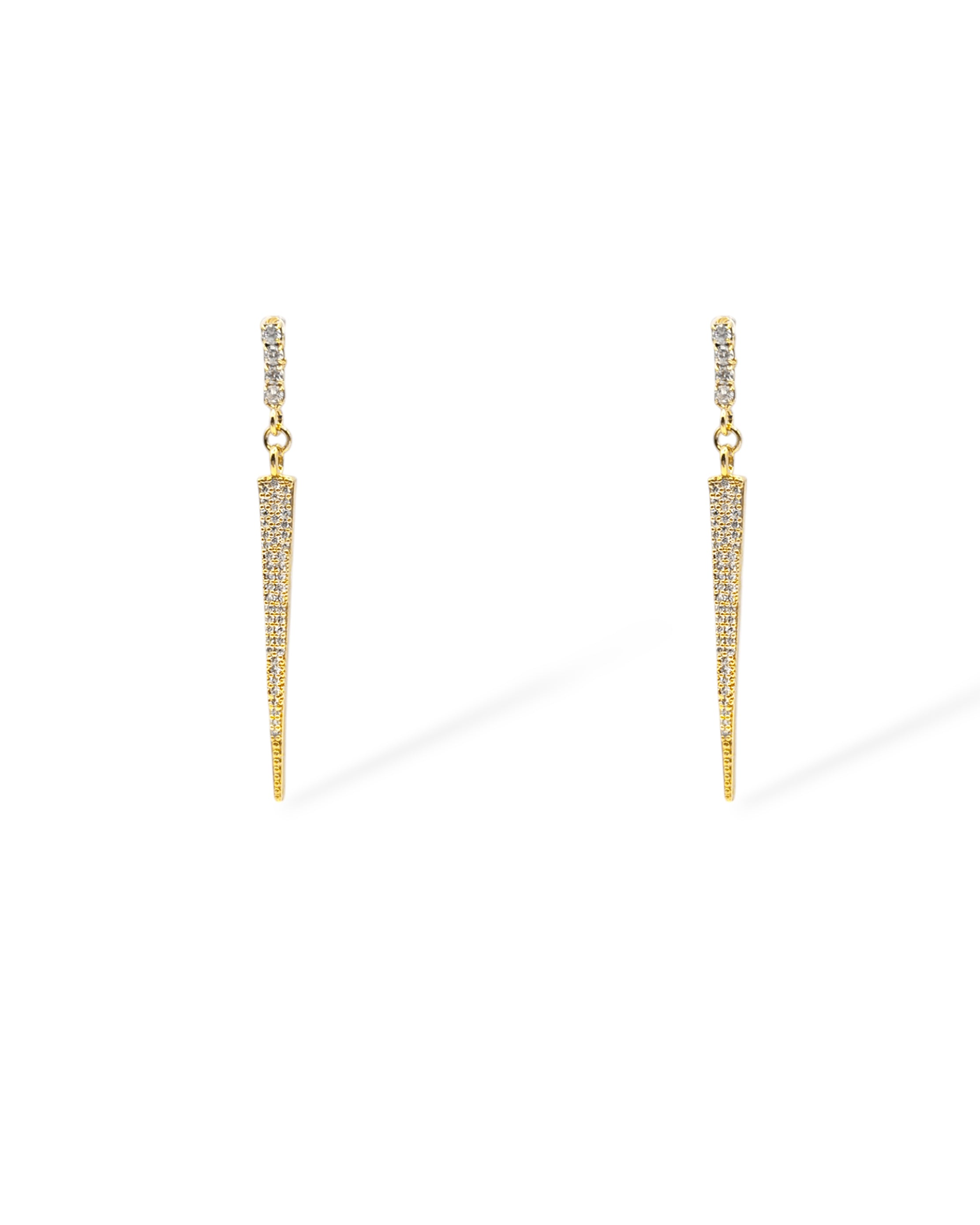 Product image of gold Sloane earrings with pavé cubic zirconia crystals on a white background