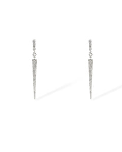 Product image of silver Sloane earrings with pavé cubic zirconia crystals on a white background