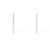 Front view of the Sophia earrings in silver showcasing the modern bar and chain style.