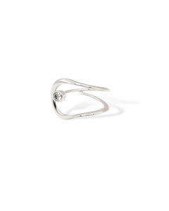 Stellar wrap ring in silver with center cubic zirconia crystal