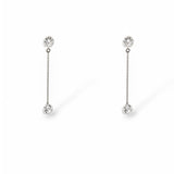 Sylvia silver earrings with CZ crystal bar drops on white background