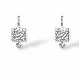 Tatiana silver hammered square crystal drop earrings by Ariel Taub
