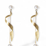 Taylor gold twist drop earrings with Swarovski pearls by Ariel Taub