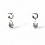 Tessa matte silver dainty crystal drop earrings by Ariel Taub