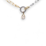 Tiffany mixed metal choker necklace with CZ pear drop pendant by Ariel Taub