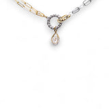 Tiffany mixed metal choker necklace with CZ pear drop pendant by Ariel Taub
