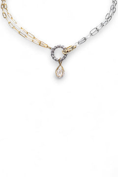 Tiffany mixed metal choker necklace with CZ pear drop pendant by Ariel Taub