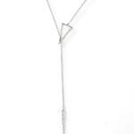 Silver Sutton lariat necklace with triangle loop and pavé spike drop