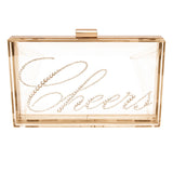 Irresistible Crystal "Cheers" Lucite Clutch