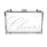 Irresistible Crystal "Cheers" Lucite Clutch