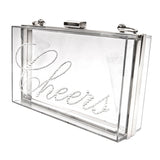 Irresistible Crystal "Cheers" Lucite Clutch