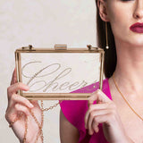 Irresistible Crystal "Cheers" Lucite Clutch
