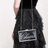 Irresistible Crystal "Cheers" Lucite Clutch