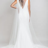 Kellen Cathedral Mantilla Veil with Heavy Crystal and Pearl Top