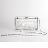 Kristy Diagonal Crystal Lucite Clutch