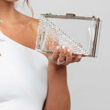 Kristy Diagonal Crystal Lucite Clutch