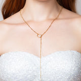 Mila Crystal and Pearl Lariat Necklace