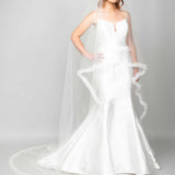 Oceana Angel Cut Cathedral Veil with Ruffle Design