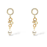 Phoebe Crystal and Pearl Circle Drop Earrings