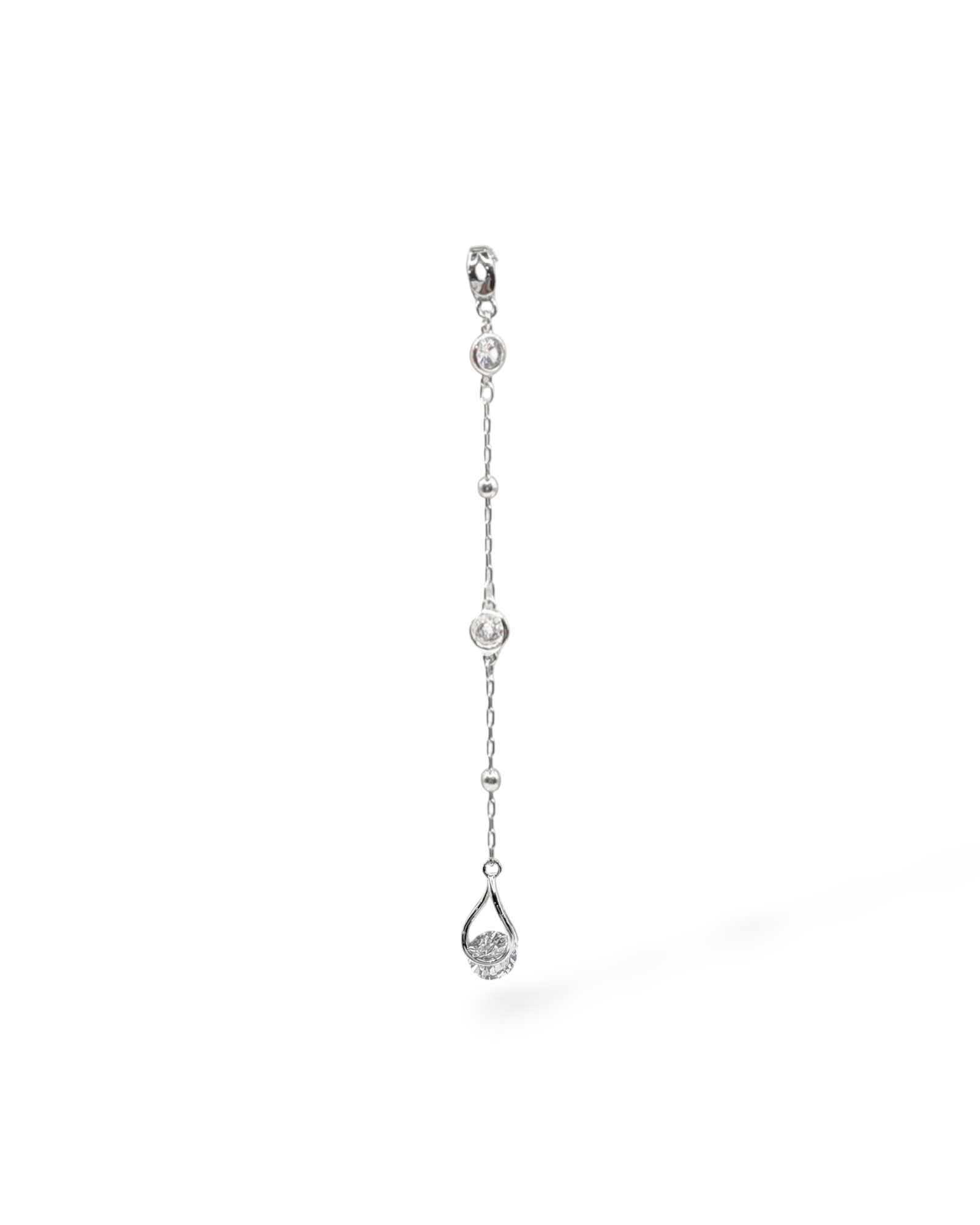 Silver charm with teardrop cubic zirconia crystal – Presley necklace interchangeable charm