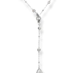 Reed crystal Y-necklace with a detachable teardrop crystal charm allowing it to transition to a choker necklace shown in silver.