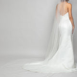 Cathedral Wedding Veil with Austrian Pearl bows placed along the border