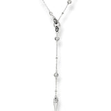 Modern Ricky lariat necklace featuring a silver crystal chain with a detachable spike pendant, perfect for adding understated edge to any outfit.