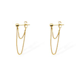 Side view of Stevie earrings in gold showing chain detail and butterfly back