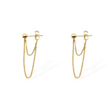 Side view of Stevie earrings in gold showing chain detail and butterfly back