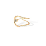 Stellar wrap ring in gold with center cubic zirconia crystal