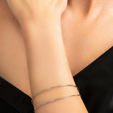 Spencer bracelet on model in silver
