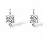 Tatiana silver hammered square crystal drop earrings by Ariel Taub
