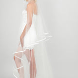 Tenley Two-Tier Cathedral Veil with Ribbon & Horsehair Trim