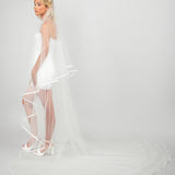 Tenley Two-Tier Cathedral Veil with Ribbon & Horsehair Trim