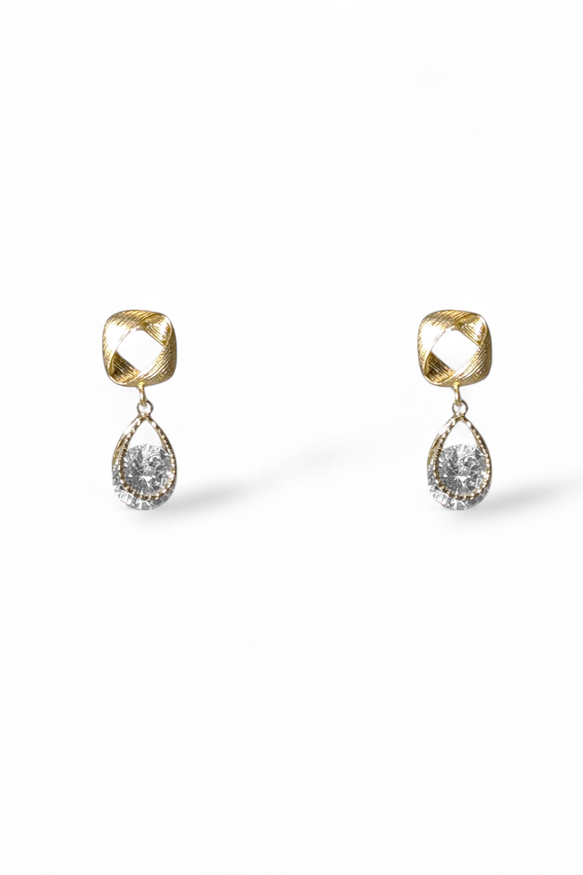 Tessa matte gold crystal drop earrings by Ariel Taub