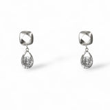 Tessa matte silver dainty crystal drop earrings by Ariel Taub