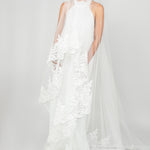 Front view of the Tiana veil showing blusher and lace details