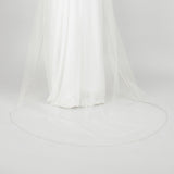 Back view of Tinsley veil showing Austrain crystal border detail up close