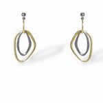 Pair of gold and silver earrings on a white background